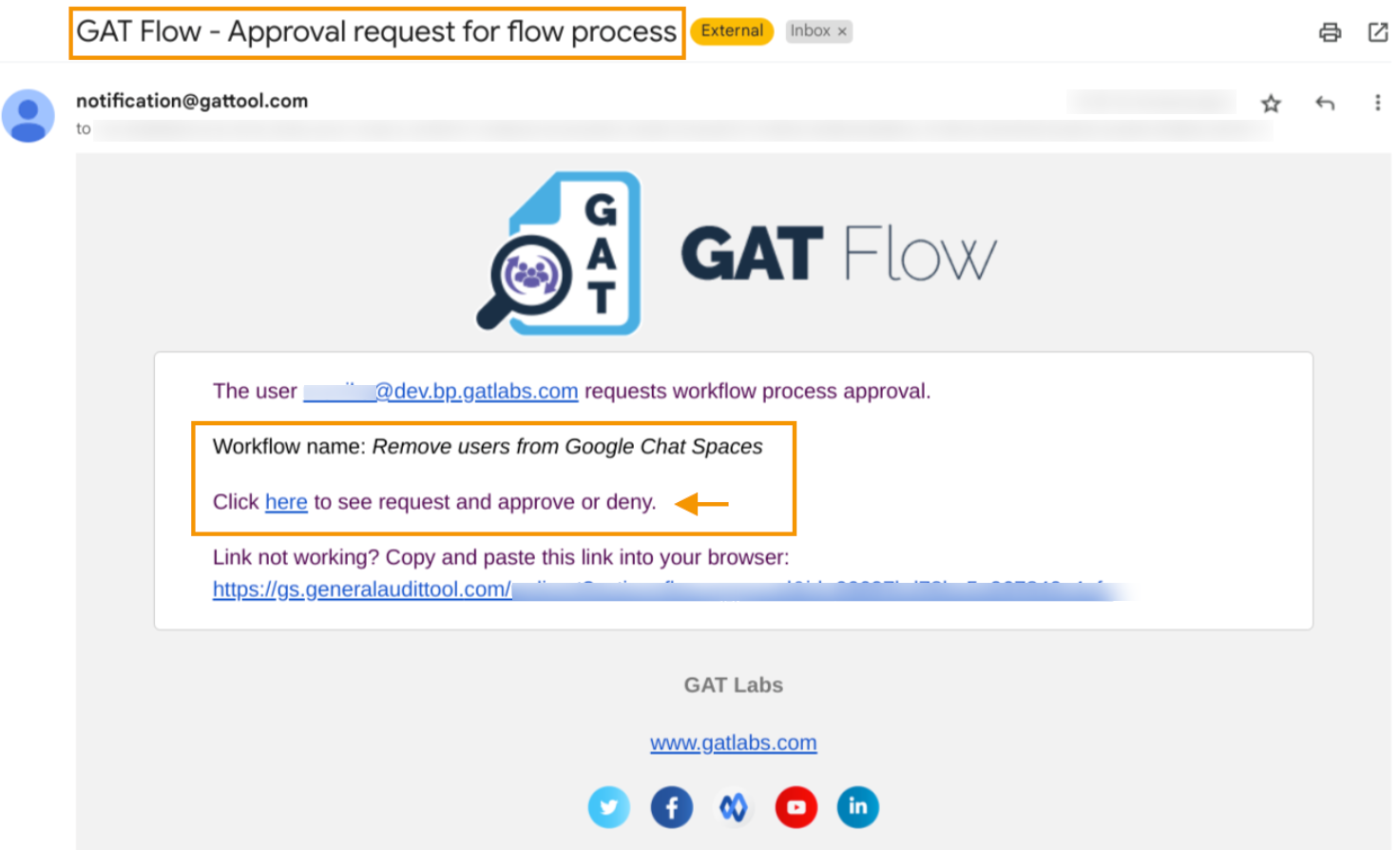 Approval request for flow process